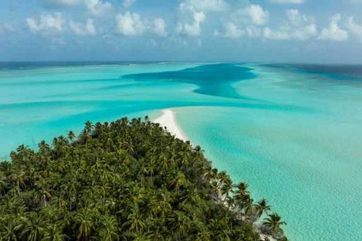 A small tropical island viewed from the air