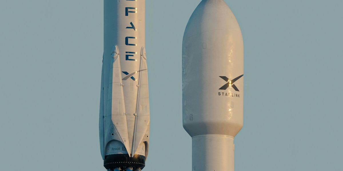A Spacex Starllink rocket taking off.