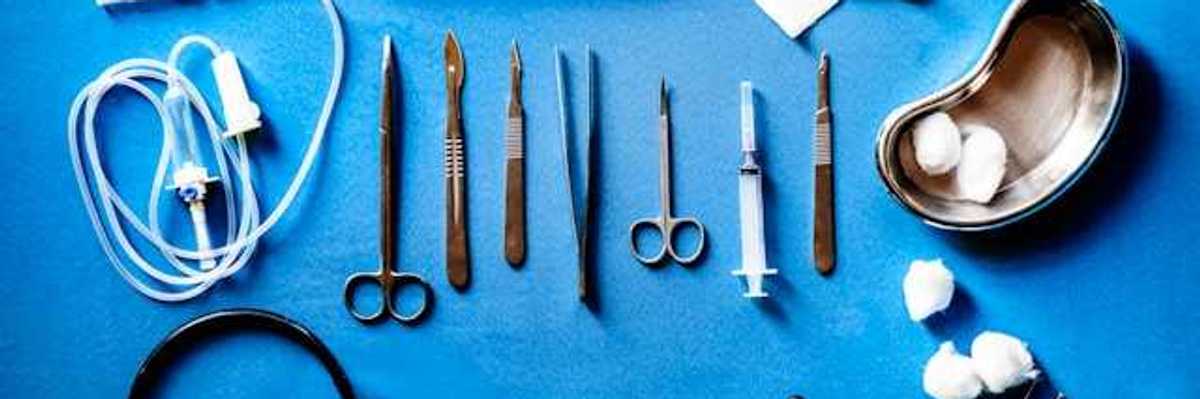 A table with medical supplies on it
