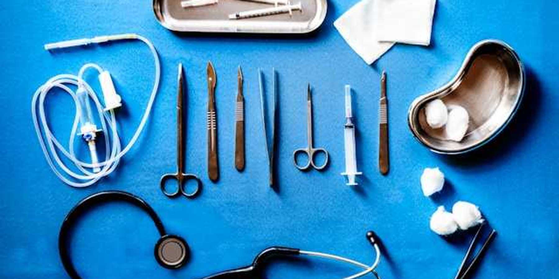 A table with medical supplies on it