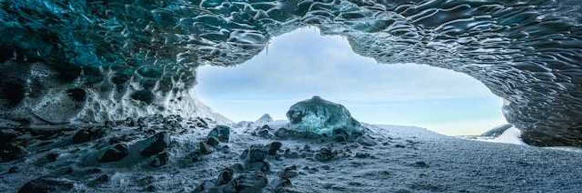 A view from inside an ice cave