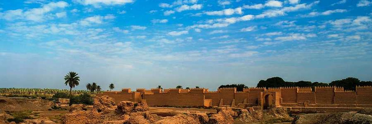 A view of a Babylonian fortress ruin in Iraq