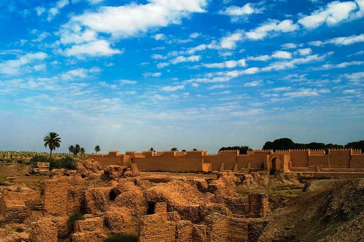 A view of a Babylonian fortress ruin in Iraq