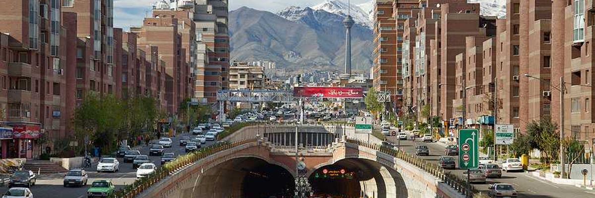A view of a busy street and underground highway in Tehran Iran