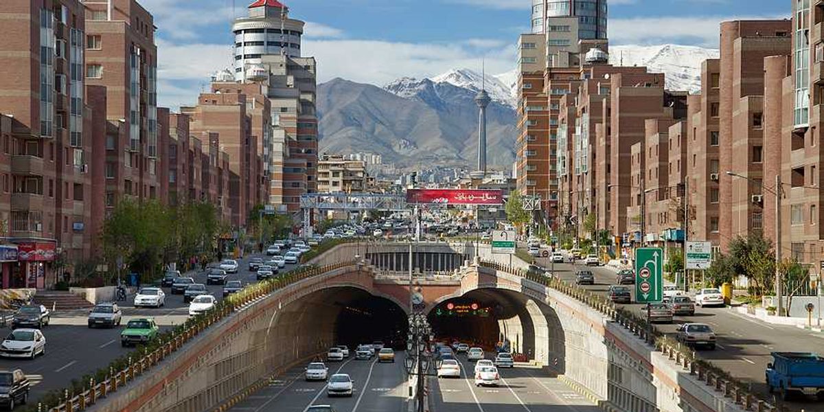 A view of a busy street and underground highway in Tehran Iran
