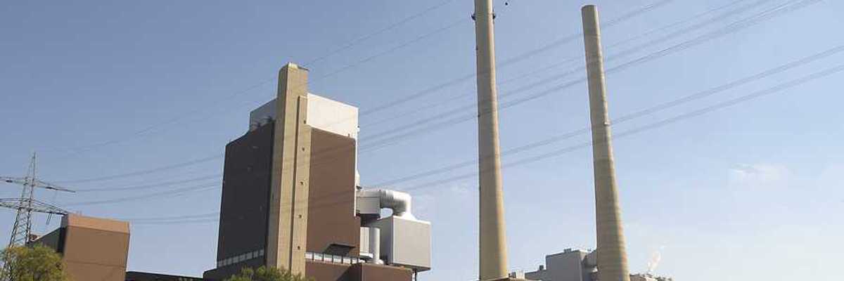 A view of a coal plant on a river