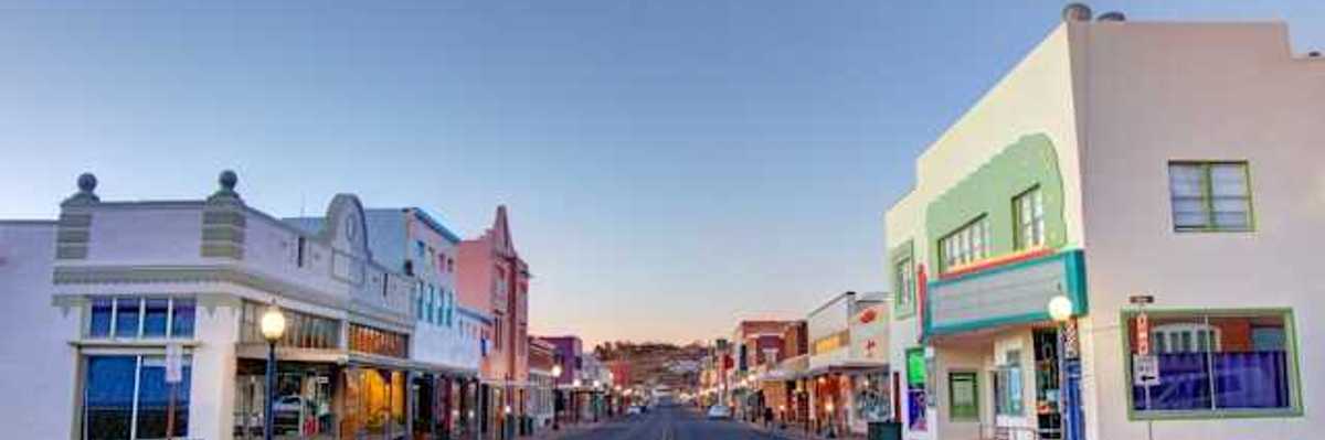 A view of a downtown in a small town
