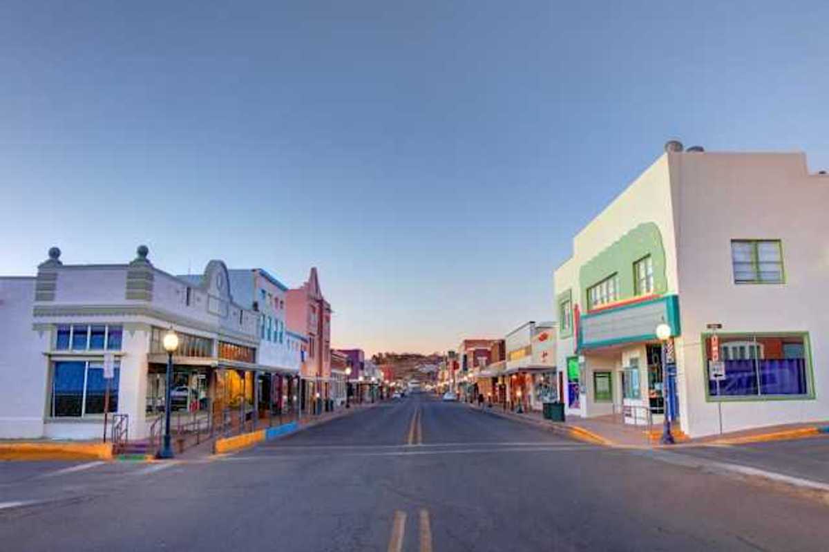 A view of a downtown in a small town