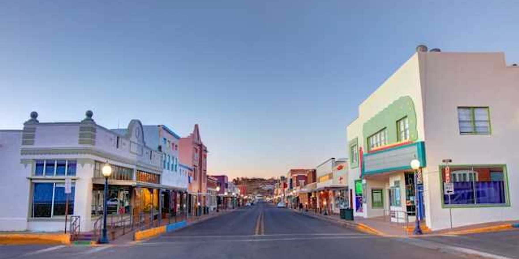 A view of a downtown in a small town