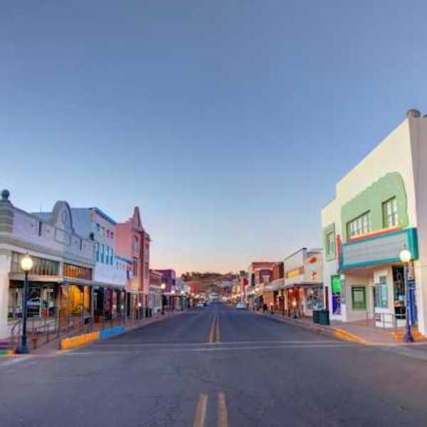 A view of a downtown in a small town