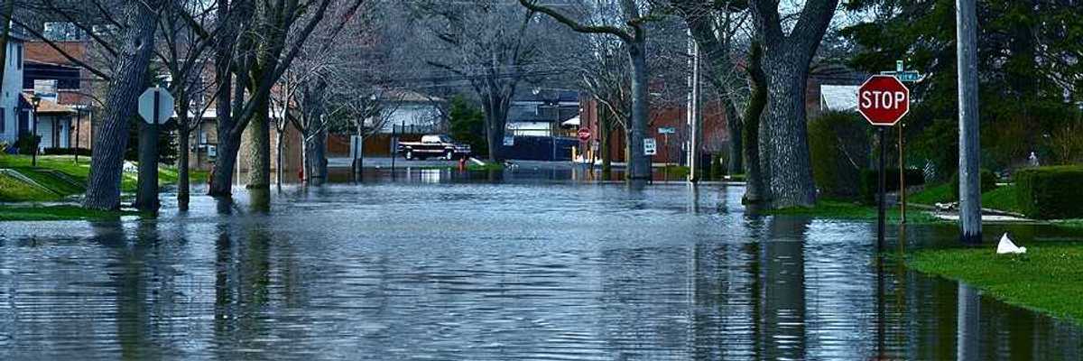 A view of a flooded street