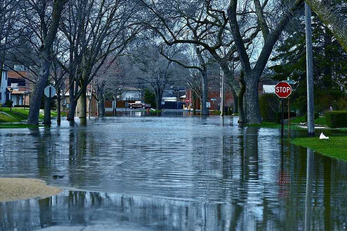 A view of a flooded street