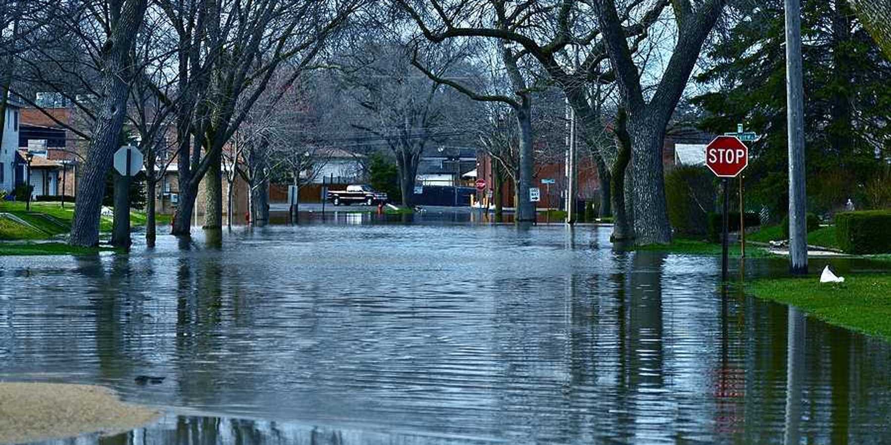 A view of a flooded street