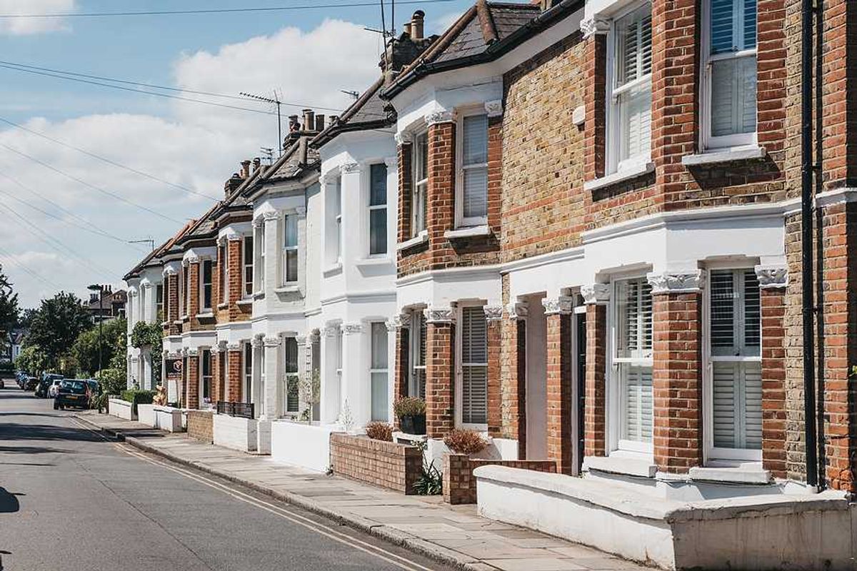 A view of a London residential street on a sunny day