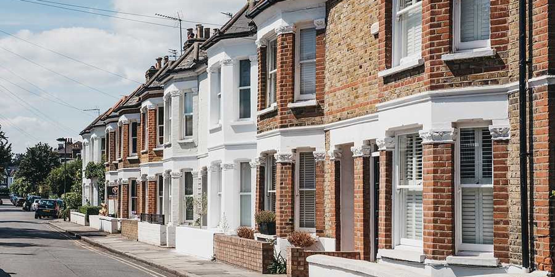 A view of a London residential street on a sunny day