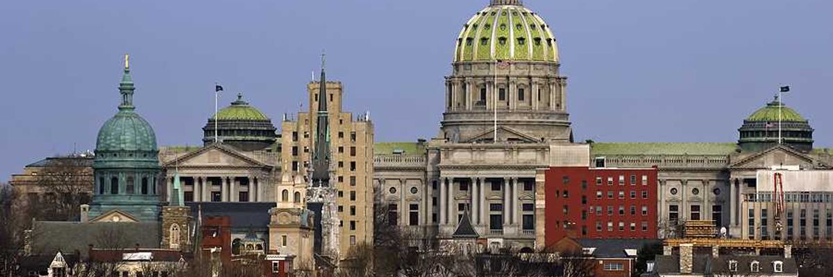 A view of Harrisburg PA from the water