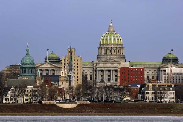A view of Harrisburg PA from the water