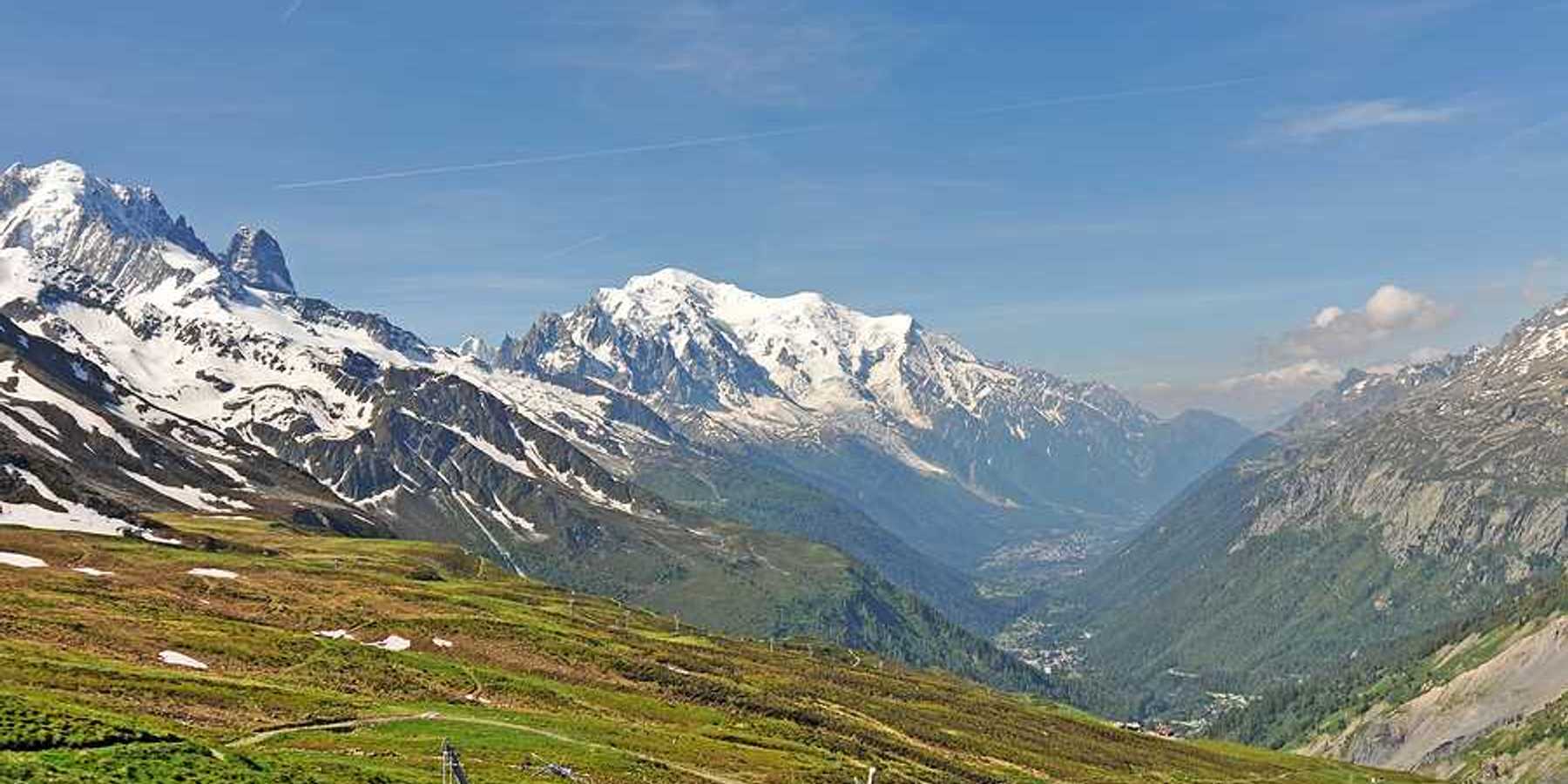A view of snow covered mountains