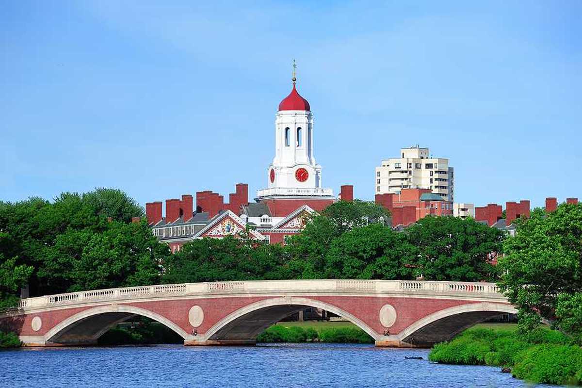 A view of the Charles River with the Harvard University campus in the background
