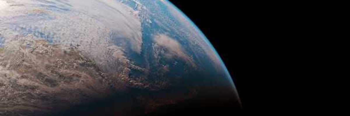 A view of the Earth on a black background