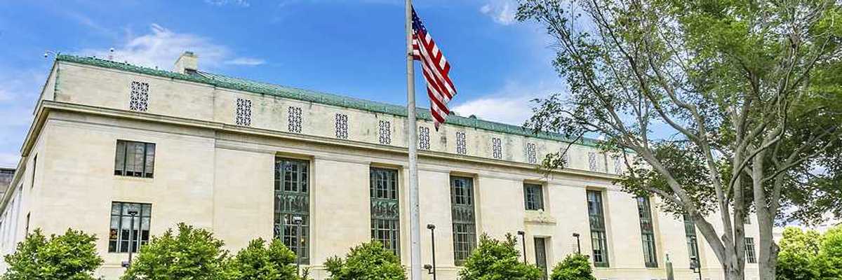 A view of the exterior of the National Academy of Sciences building in Washington, DC