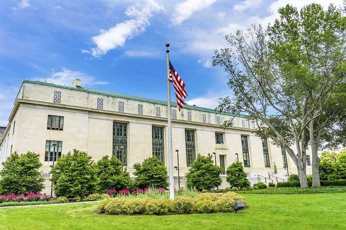 A view of the exterior of the National Academy of Sciences building in Washington, DC