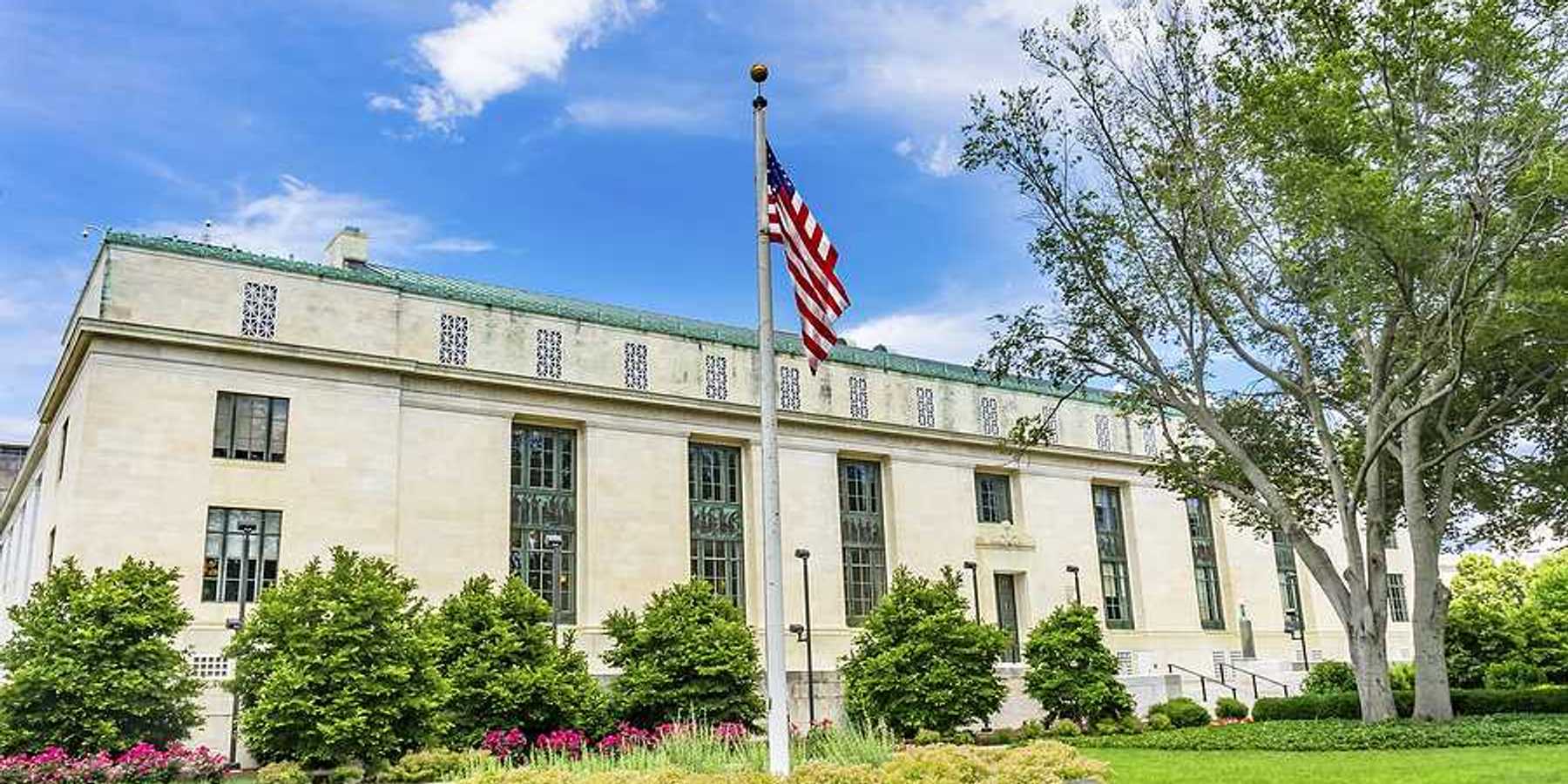 A view of the exterior of the National Academy of Sciences building in Washington, DC