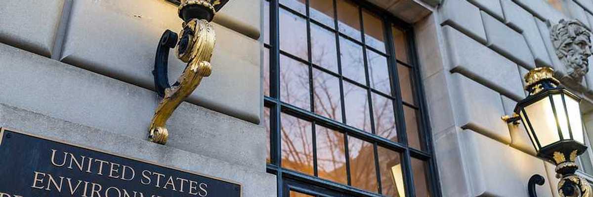 A view of the facade of the Environmental Protection Agency in Washington, DC