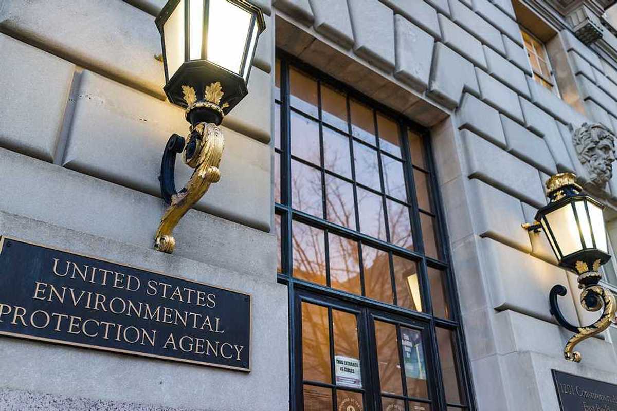 A view of the facade of the Environmental Protection Agency in Washington, DC