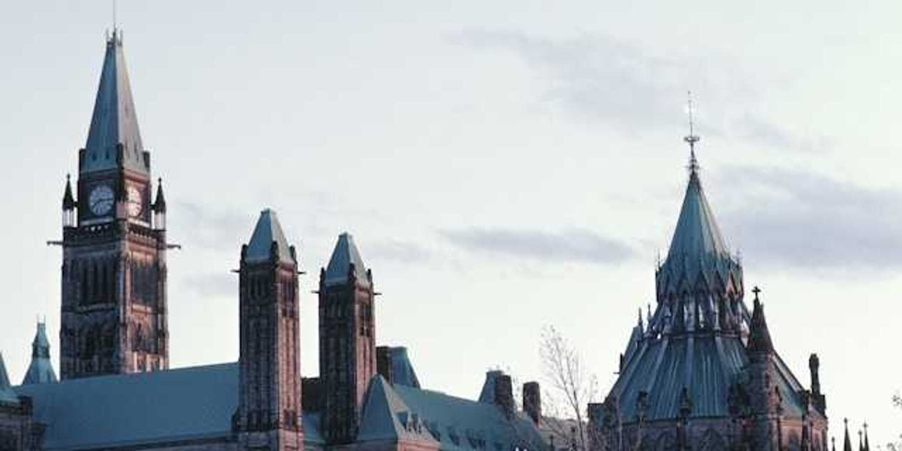 A view of the rooftops of the Canadian parliament building