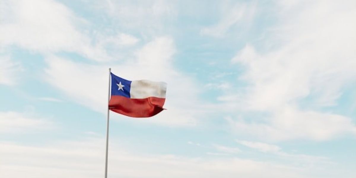 A view of the Texas flag against a cloudy sky.