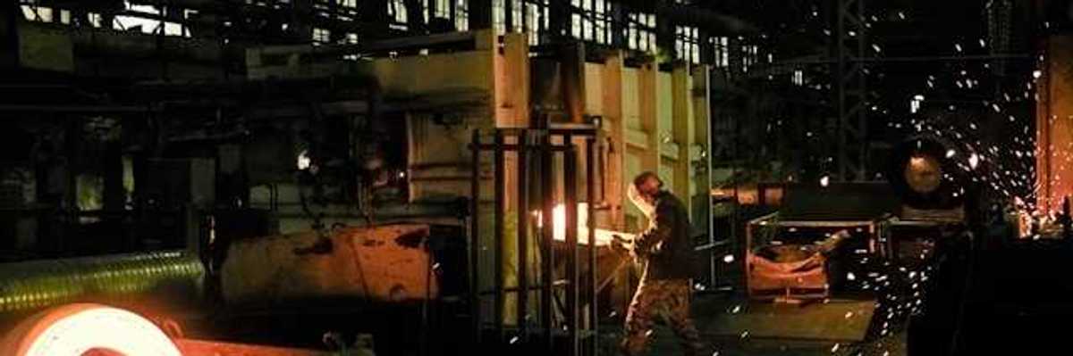 A worker at a steel plant