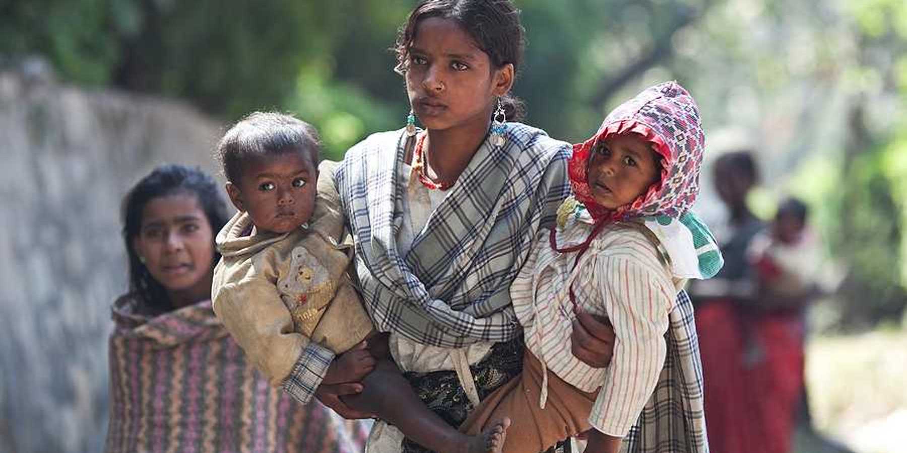 A young Nepalese woman with two children