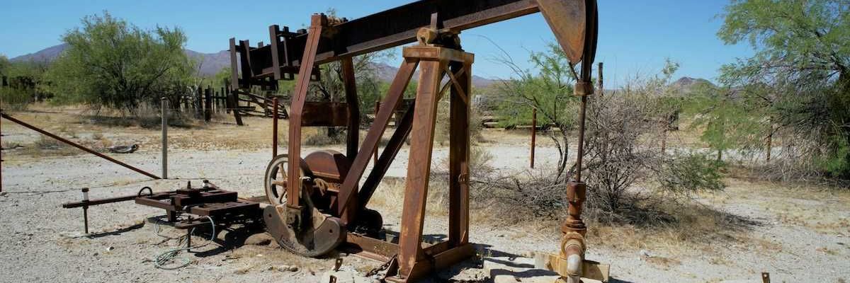 Abandoned pumpjack at orphaned oil well