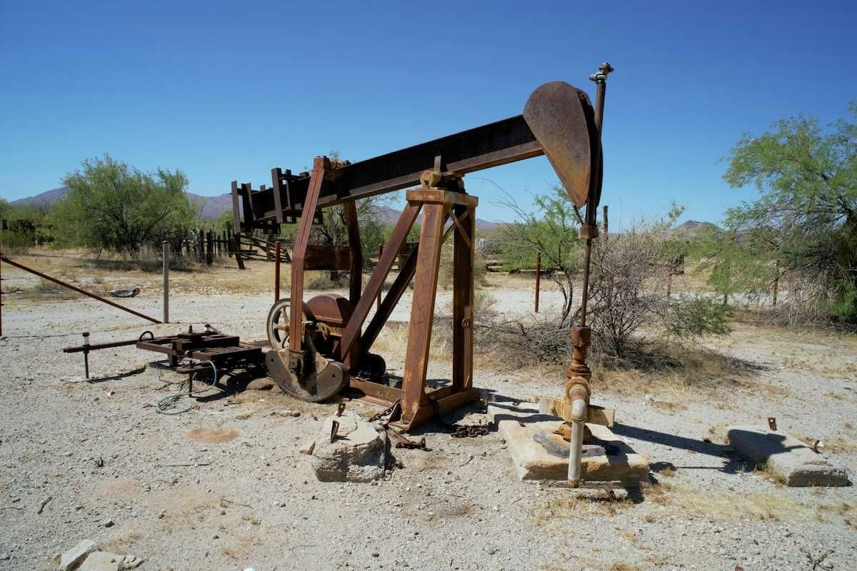 Abandoned pumpjack at orphaned oil well