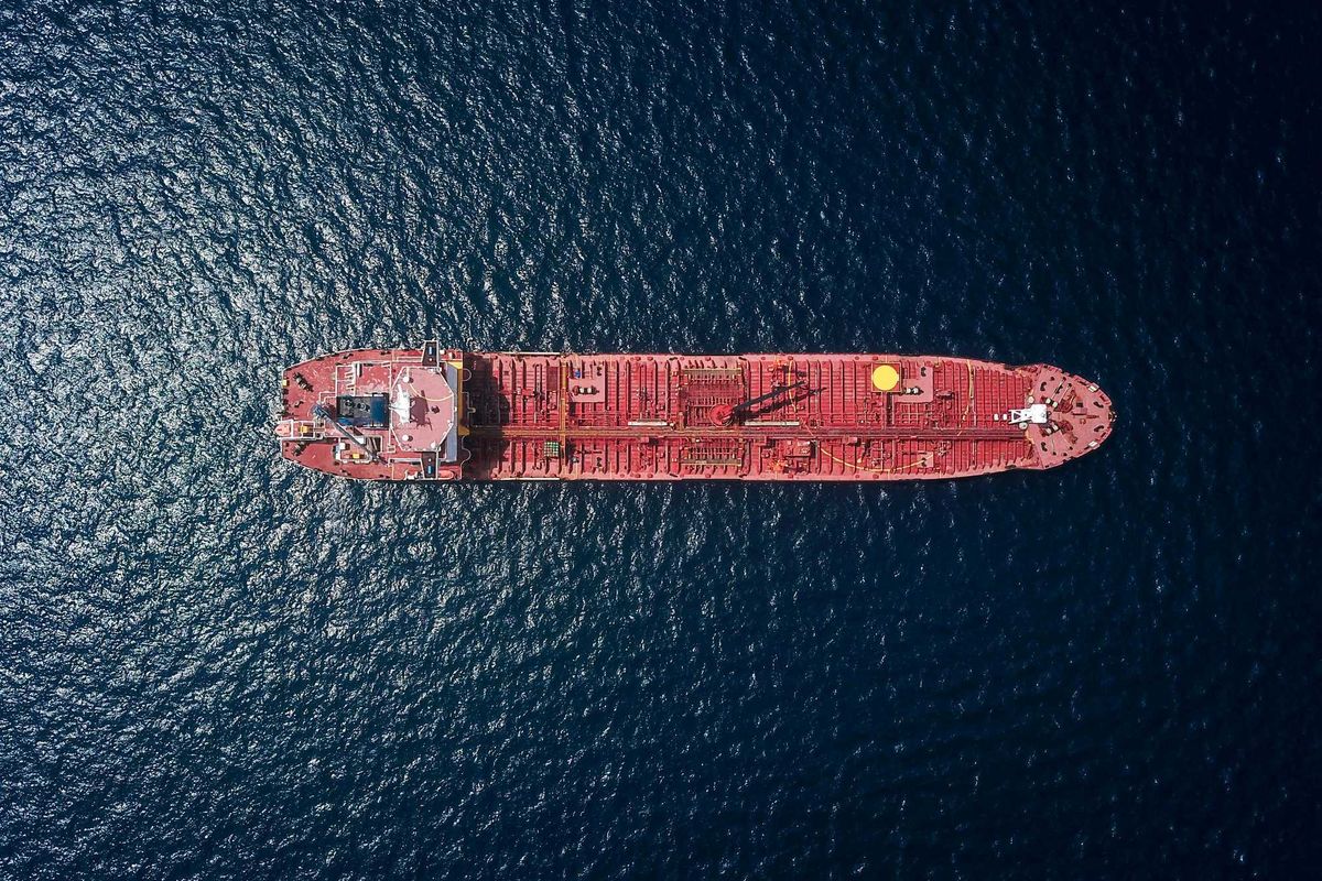 aerial photography of tanker ship.