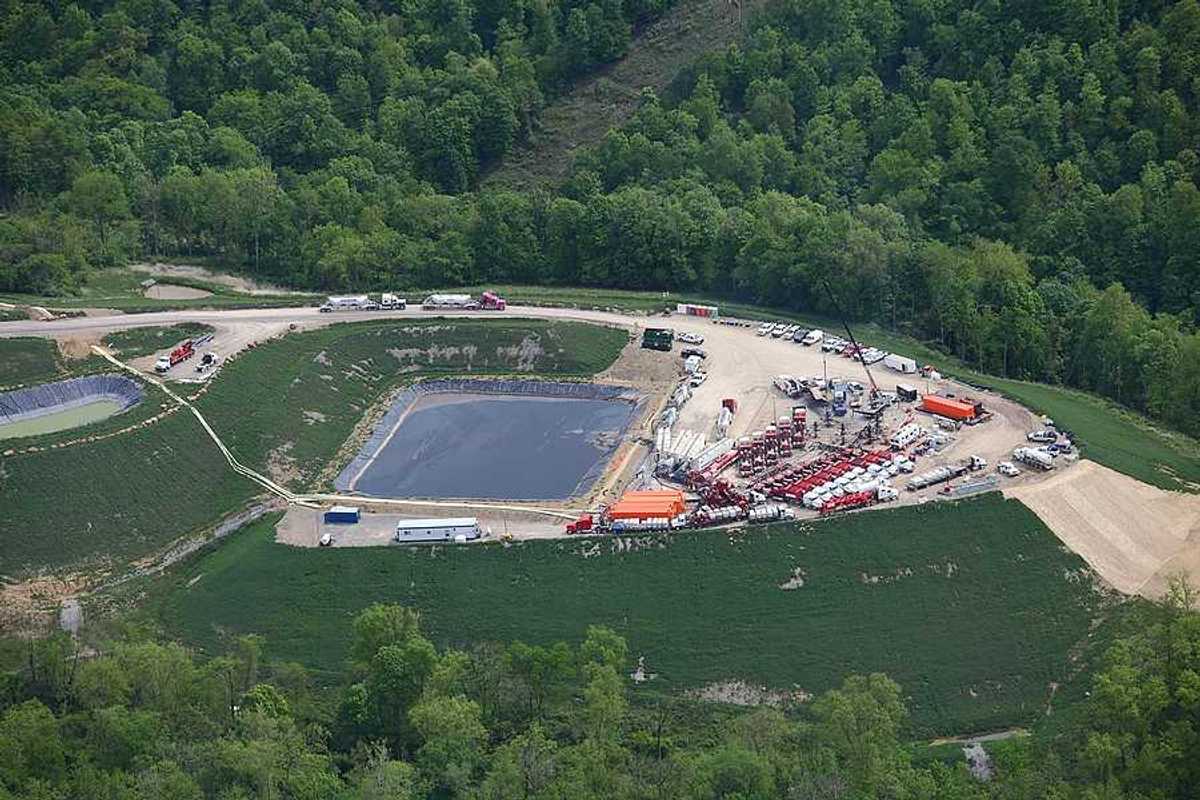 Aerial view of a fracking well in Pennsylvania