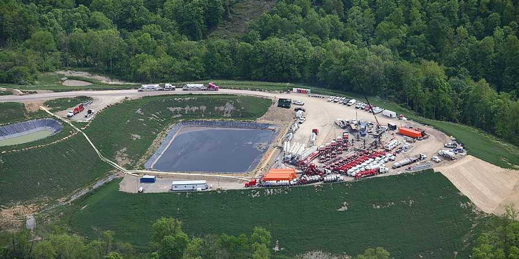 Aerial view of a fracking well in Pennsylvania
