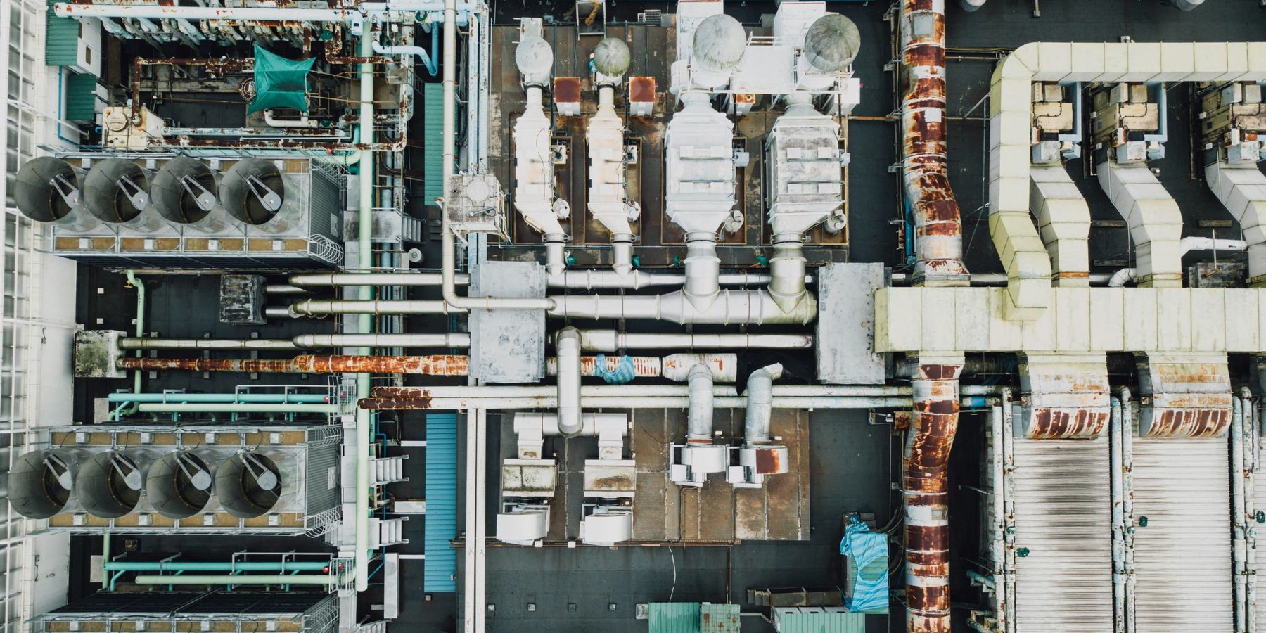 aerial view of industrial factory.