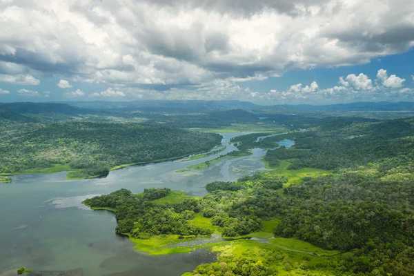Aerial view of Panama Canal on the Atlantic side