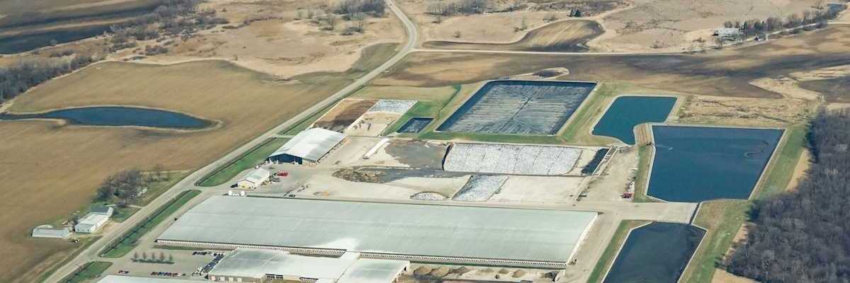 Aerial view of Rosendale Dairy, a CAFO (concentrated animal feeding operation) in Rosendale, Wisconsin.