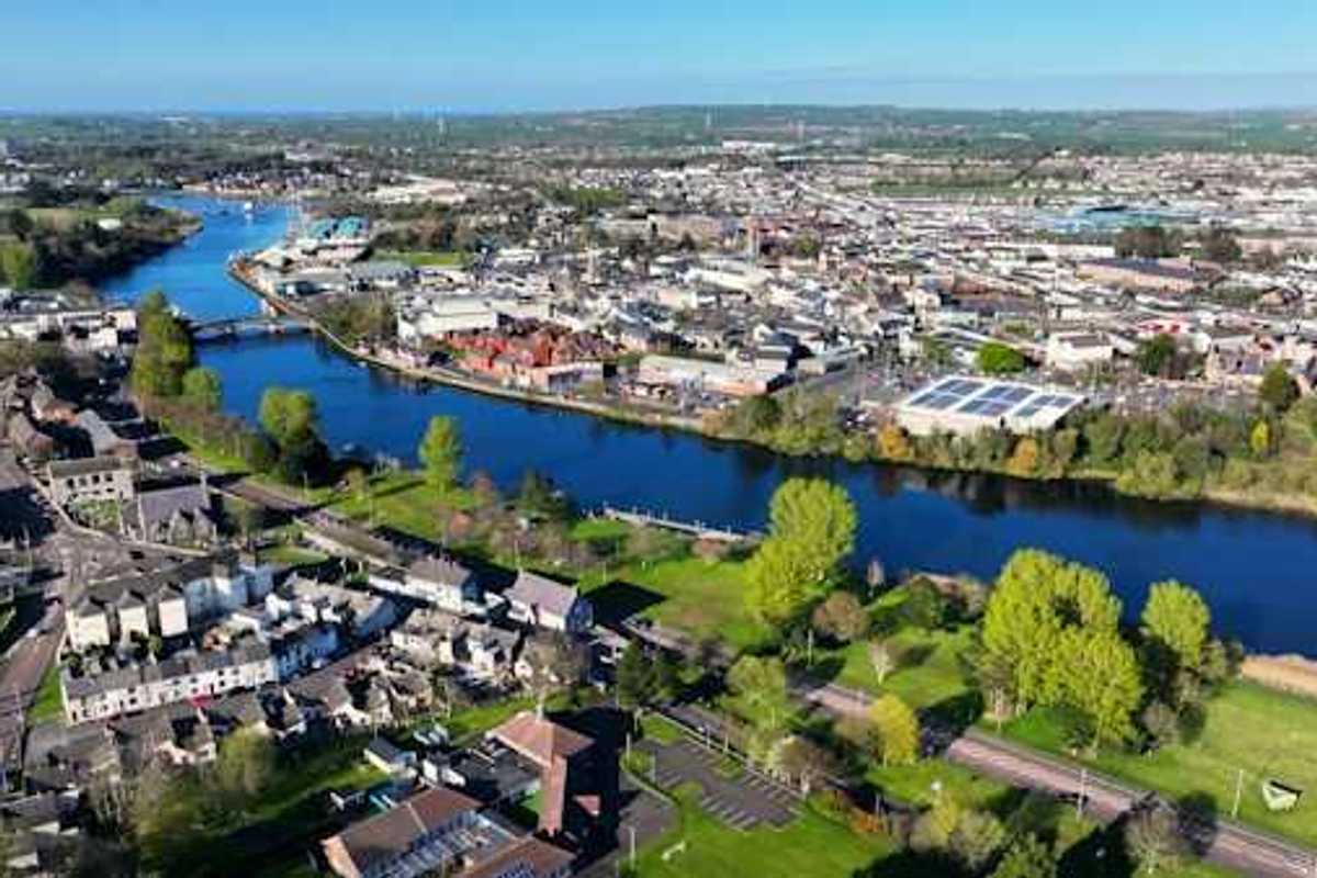 Aerial view of the River Banns and a cityscape