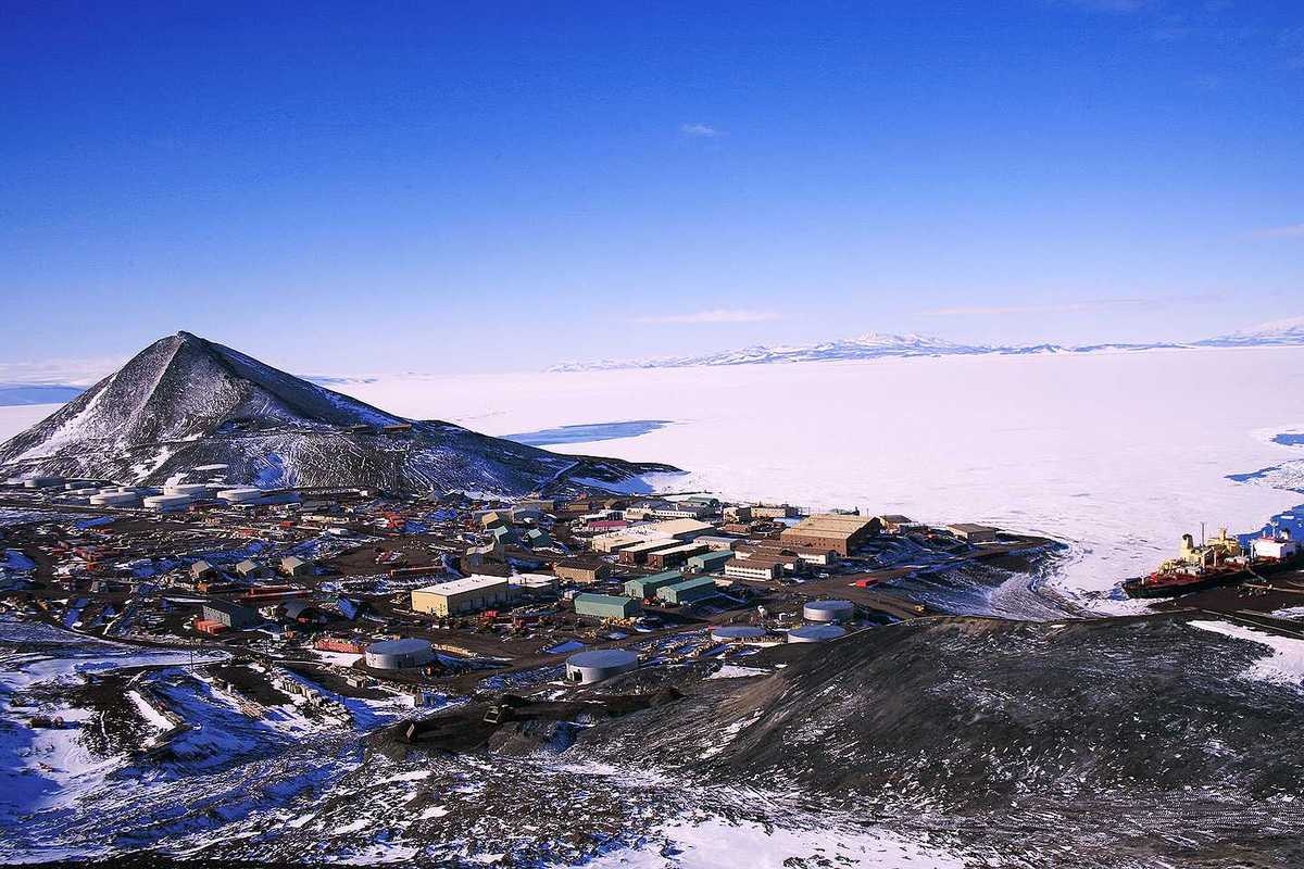 Aerial view of US Antarctic Base, McMurdo Station