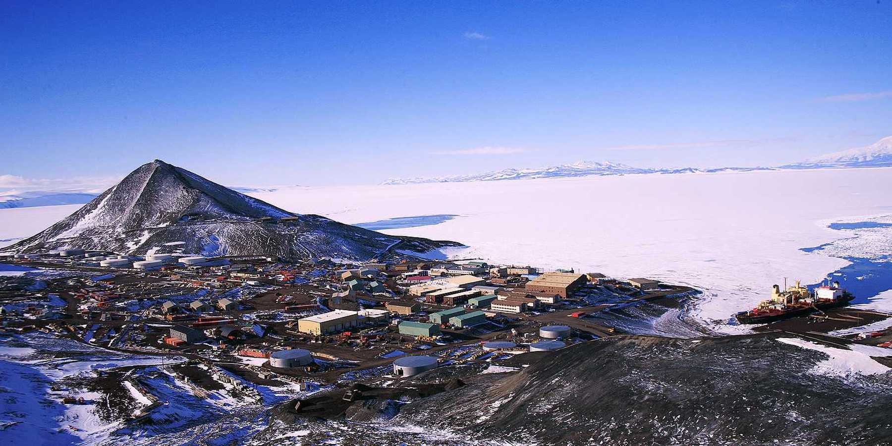 Aerial view of US Antarctic Base, McMurdo Station