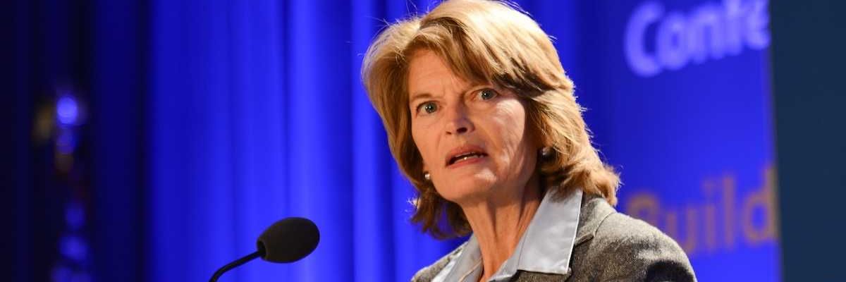 Alaska Senator Lisa Murkowski speaking at lectern
