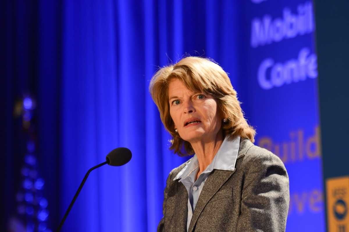 Alaska Senator Lisa Murkowski speaking at lectern