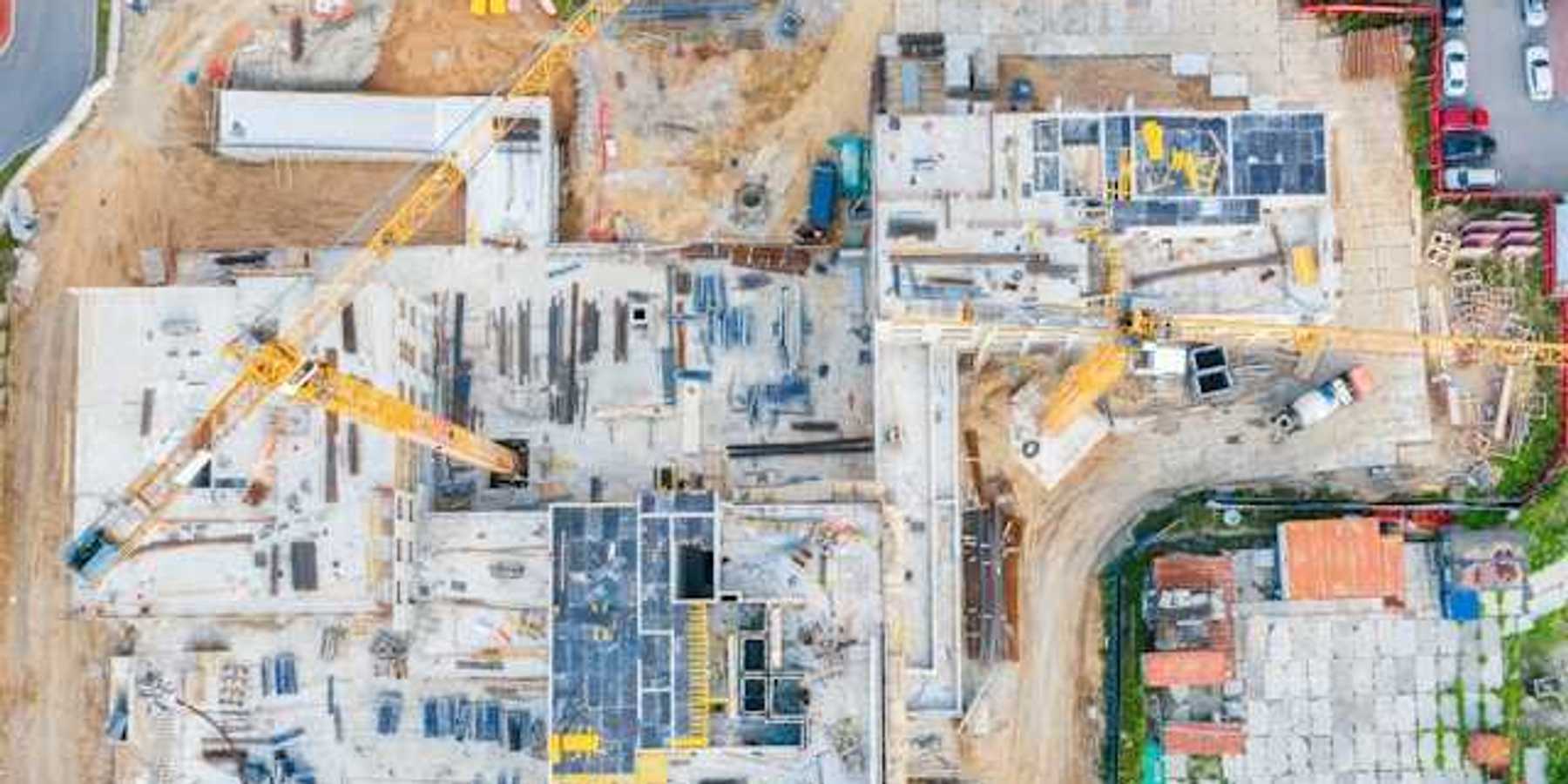An aerial view of building construction