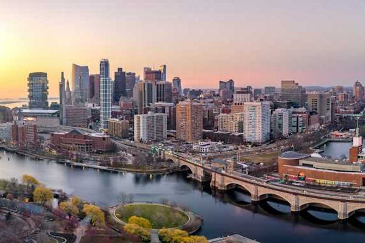 An aerial view of the Boston skyline