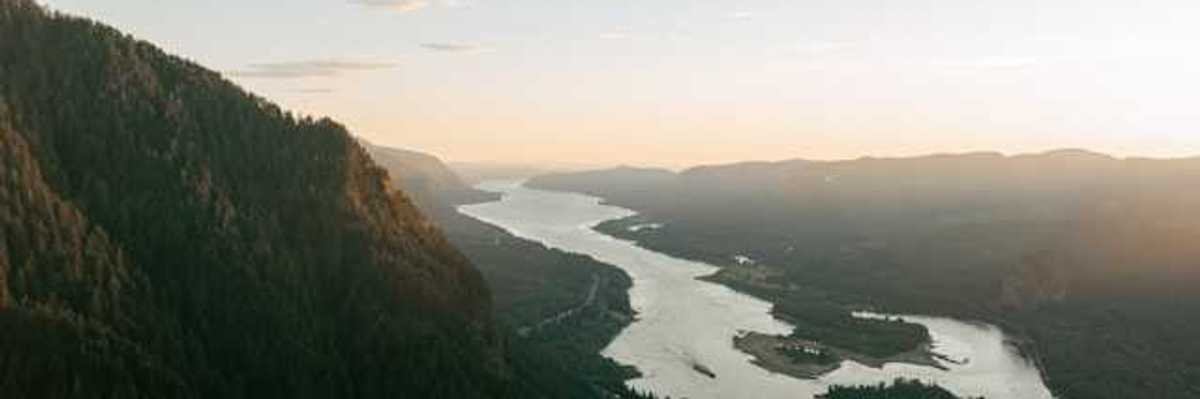 An aerial view of the Columbia River basin