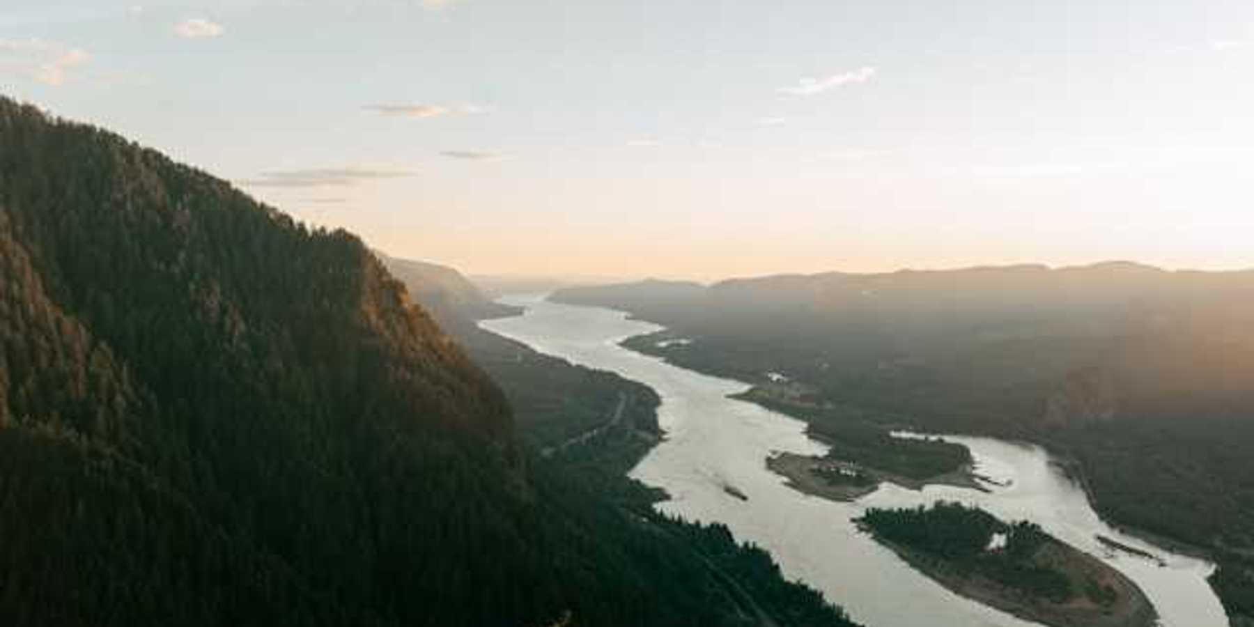 An aerial view of the Columbia River basin
